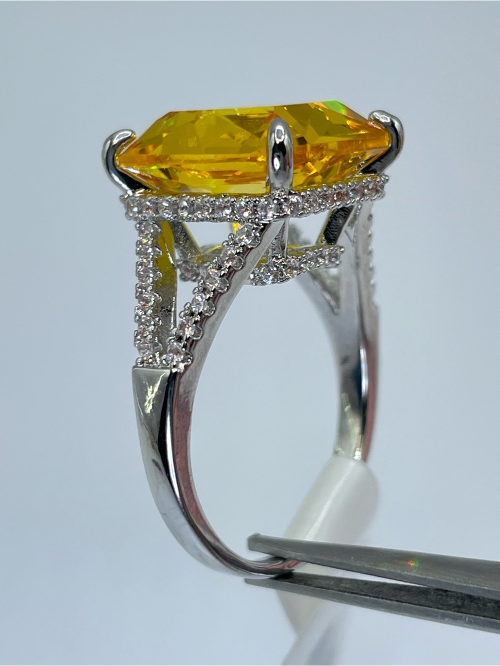 Swarovski Crystal Elements Canary Yellow Swarovski Elements Statement Ring Sz 7 - Picture 6 of 12
